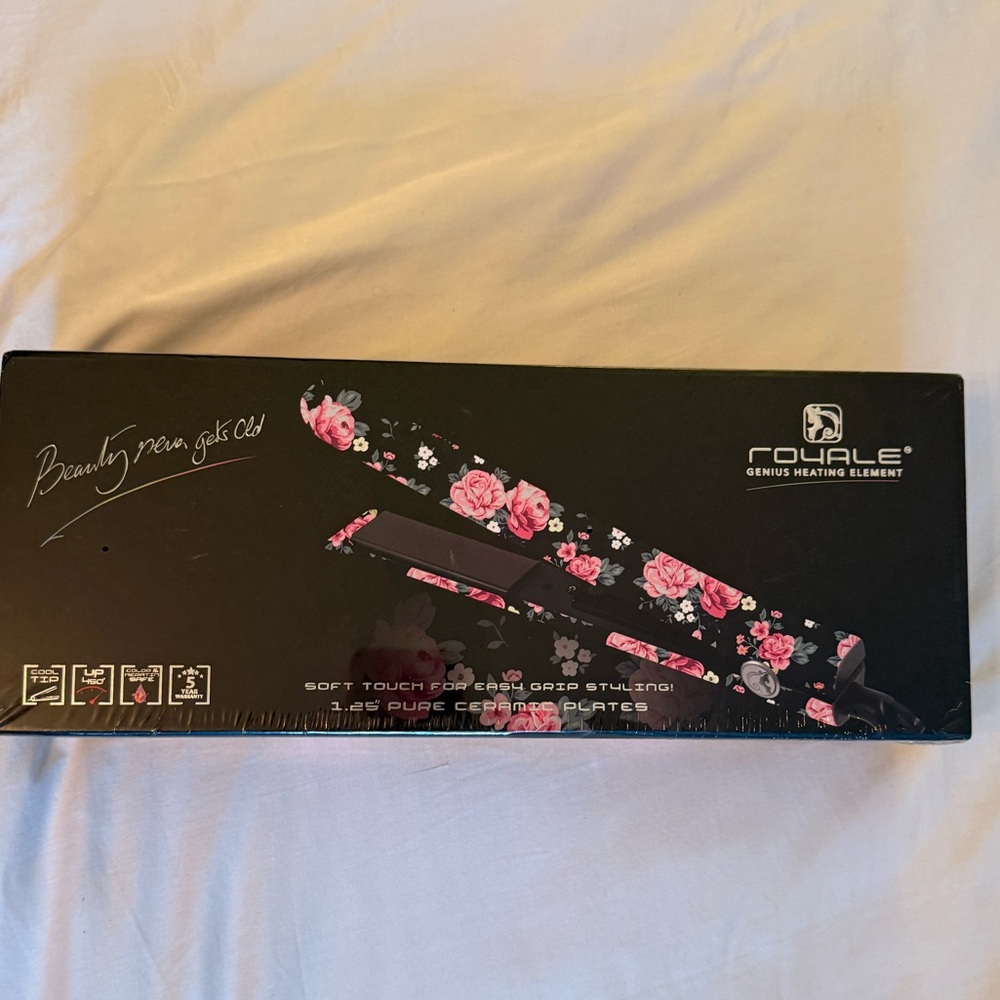 Floral Hair Straightener - Black and Pink